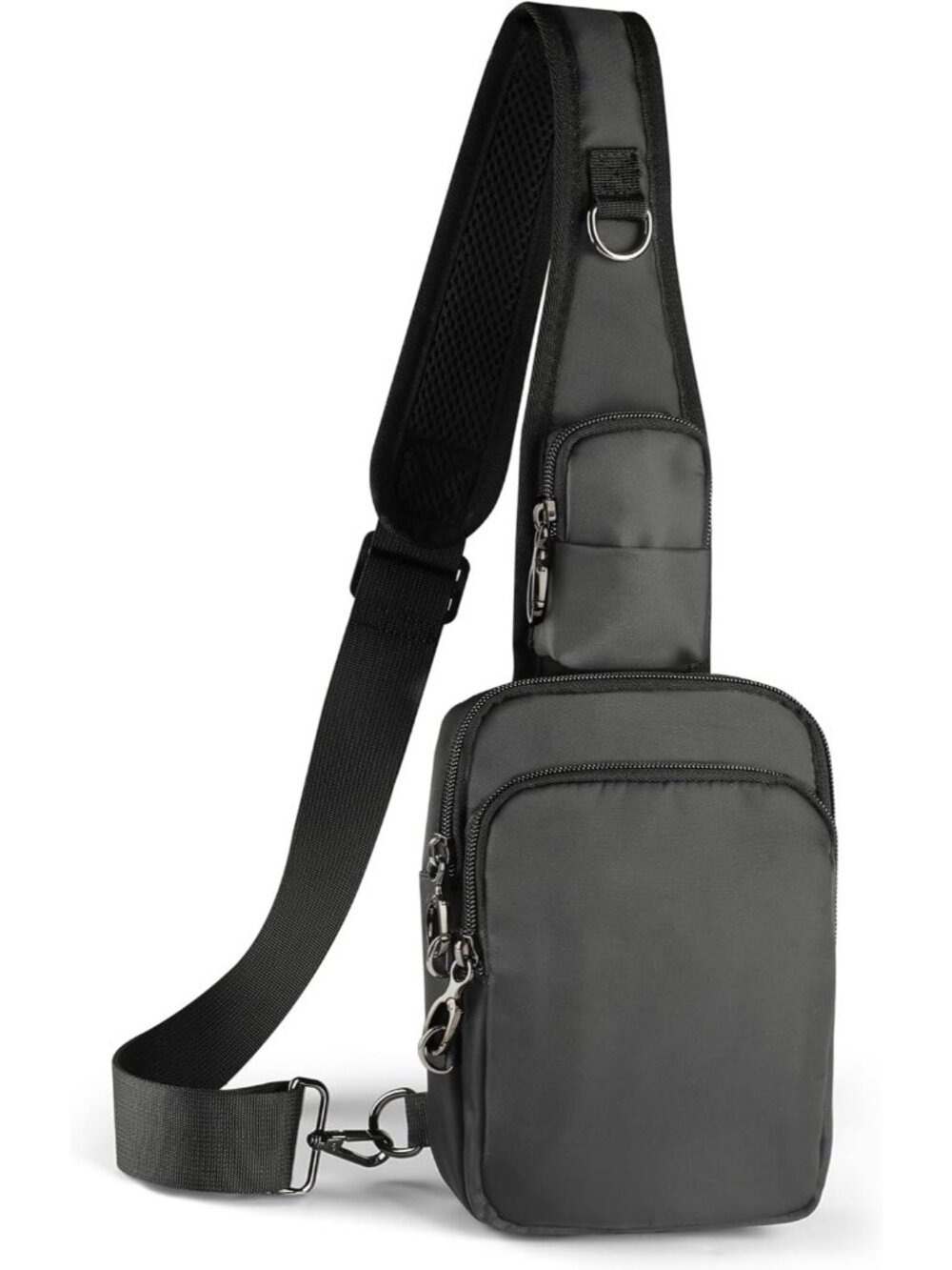 Women's Grey Chest Fanny Pack Crossbody Bag with Zipper Lock RFID Blocking Bag